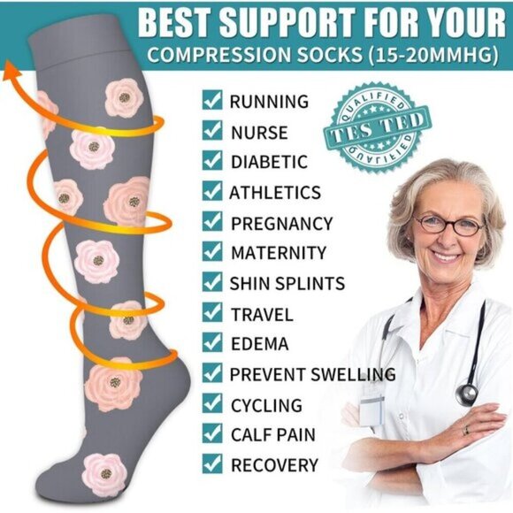 Laite Hebe Compression Socks Graduated Support for Circulation Sports (6Pairs) - Picture 5 of 7